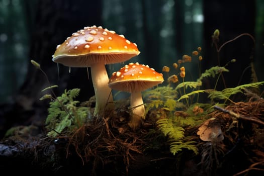 Textural Decorative mushrooms. Nature fungi plant. Generate Ai
