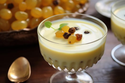 Pudding custard dessert food. Syrup jelly. Generate ai