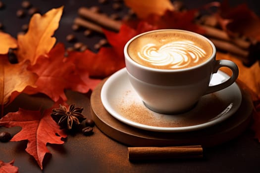 Pumpkin spice latte drink. Cafe drink. Generate Ai