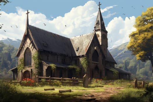 Priest church. American clerical man. Generate Ai