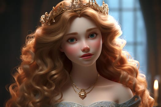 Cute royal princess. Magic people. Fictional person. Generate Ai