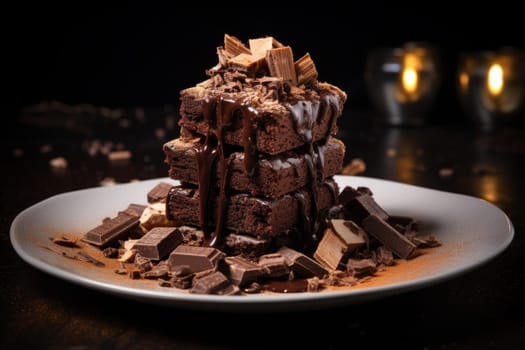 Puffs chocolate dessert. Sweet pastry. Generate Ai
