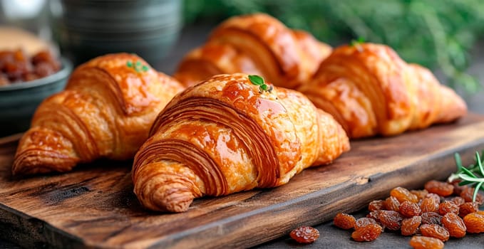 Freshly baked French Parisian croissants on white isolated background AI generated image
