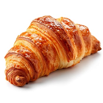 Freshly baked French Parisian croissants on white isolated background AI generated image