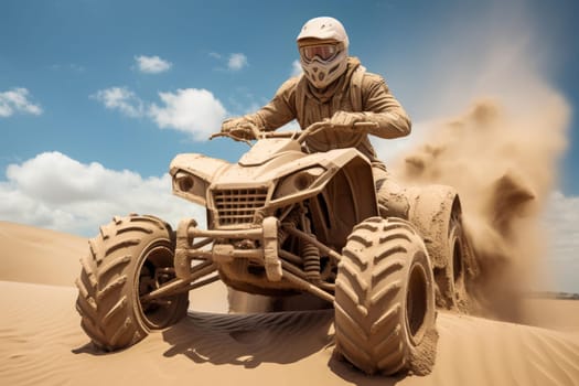 Quad bike sand. Dirt dune. Generate Ai
