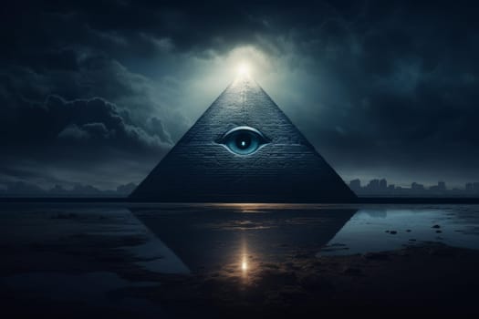 Pyramid eye creepy. Finance sign. Generate Ai