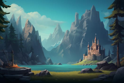 Quest city background. Hero adventure. Generate Ai