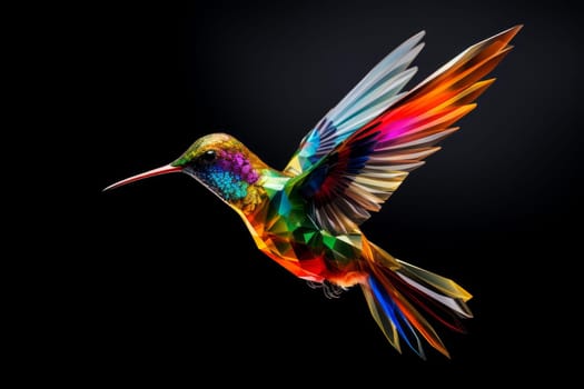 Rainbow colorful hummingbird. Mexico green bird. Generate Ai