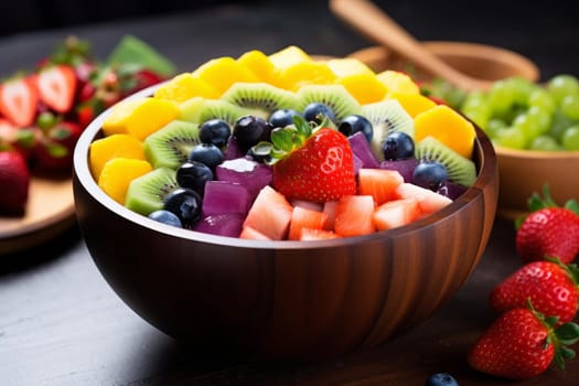 Rainbow fruit salad. Green food. Generate Ai