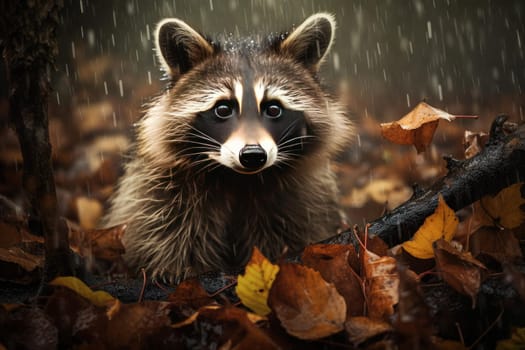 Raccoon animal baby. Forest mammal. Generate Ai