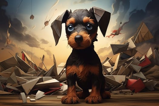 Cute puppy abstract. Animal portrait. Generate Ai