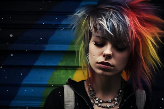 Hipster punk girl. Funky trendy. Generate Ai