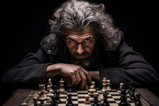 Professional chess player. Strategy figure success checkmate match. Generate Ai