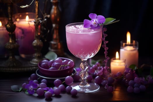 Purple cocktail summer. Fresh cool. Generate Ai