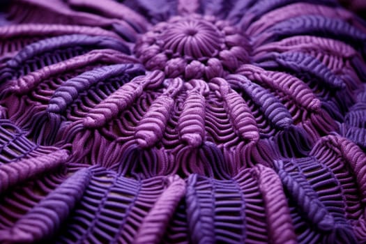 Purple thread knitting. Craft handmade. Generate Ai