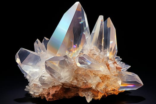 Quartz crystal glossy. Nature color. Generate Ai