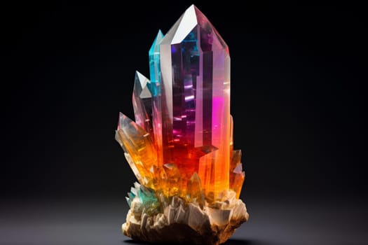 Quartz crystal colorful. Color stack. Generate Ai