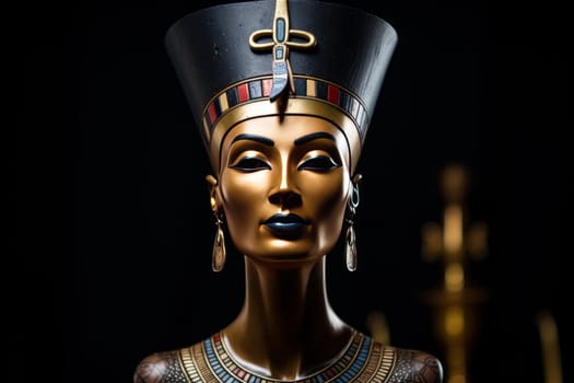 Queen nefertiti statue. Face worship. Generate Ai