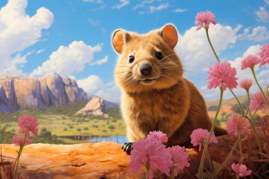 Quokka animal rodent zoo. Travel nature. Generate Ai