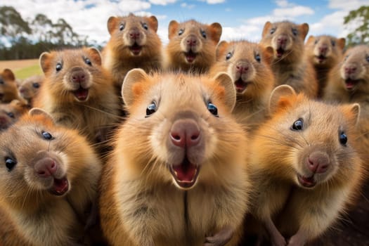 Quokka animal rodent field. Wild mammal. Generate Ai