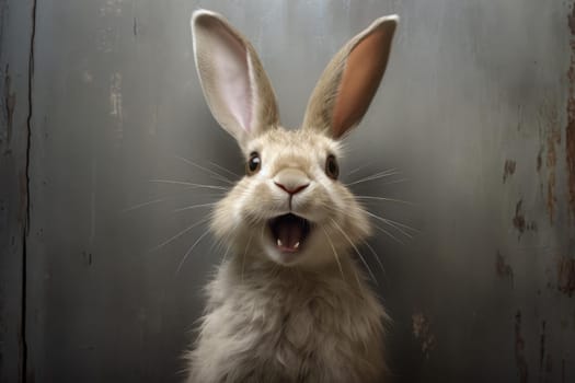 Wild rabbit blank sign. Easter animal card. Generate Ai