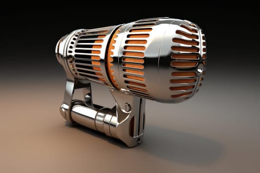 Retro metallic microphone. Live classic music. Generate Ai