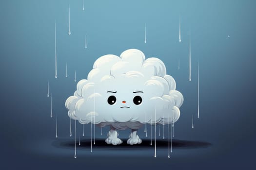 Rain cloud cartoon. Star shower. Generate Ai