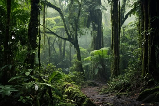 Rain forest tropical. Amazon rain. Generate Ai