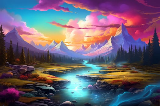 Summer rainbow. Summer light ocean. Generate Ai