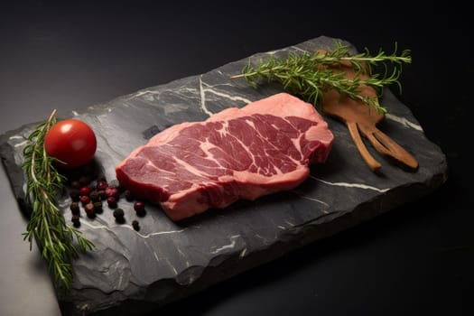 Raw beef steak. Protein fresh slice. Generate Ai