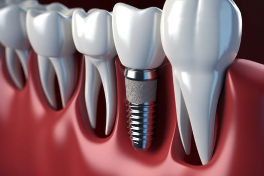 Realistic dental implant. Teeth treatment. Generate Ai