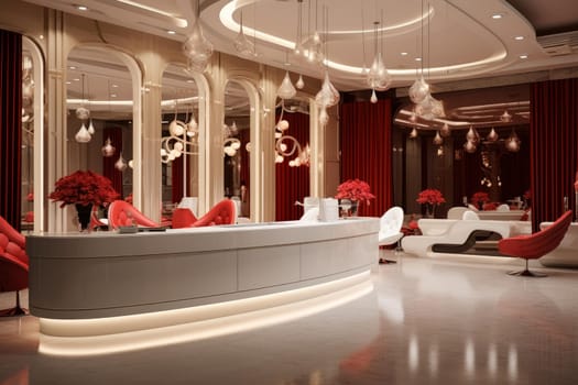 Reception beauty salon candles. Interior office. Generate Ai