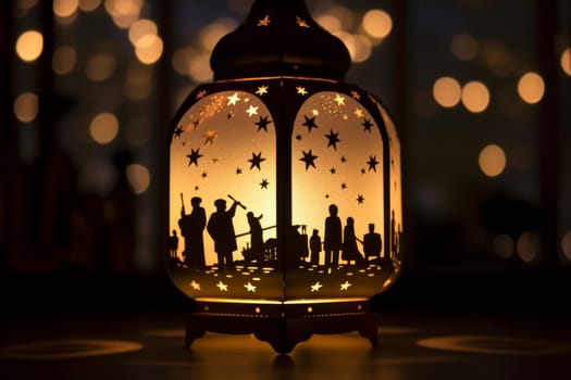 Ramadan lantern background. Art decoration fabric celebration. Generate Ai