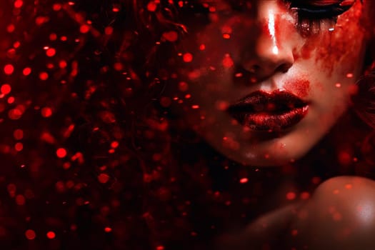 Red glitter blurred. Shine new. Generate Ai