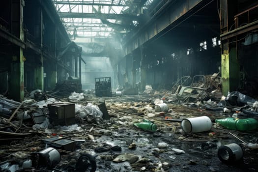 Eco-friendly Recycling factory day. Trash pile. Generate Ai