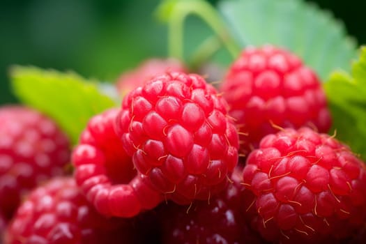 Raspberry bush plant. Harvest branch. Generate Ai