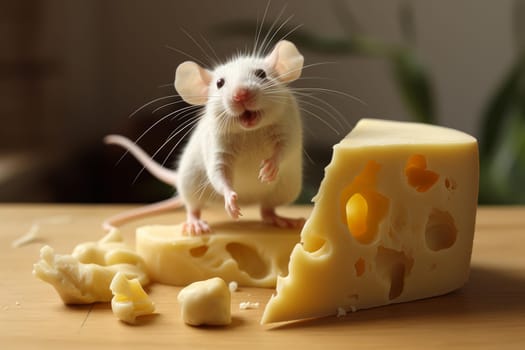Rat cheese. Cute funny paw. Generate Ai