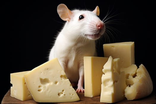 Creamy Rat cheese. Cute funny paw. Generate Ai