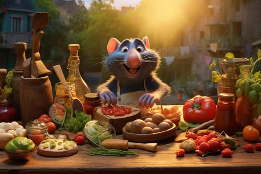 Ratatouille food on table. Baked cuisine. Generate Ai