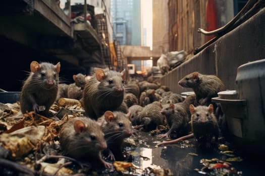 Rats street dirty. Cute pet rodent. Generate Ai