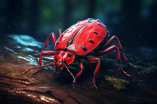 Red bug insect illustration. Wing nature. Generate Ai