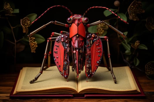 Red bug illustration. Natural insect. Generate Ai