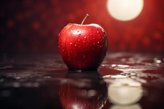 Red apple blurred. Food garden. Generate Ai