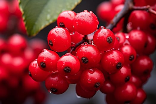 Red berries macro. Tree nature currant. Generate Ai