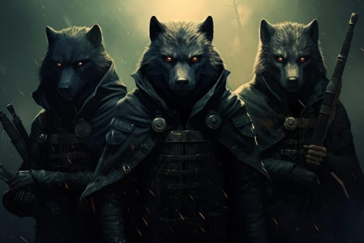 Rebels wolfs fantasy art. Forest animal. Generate Ai