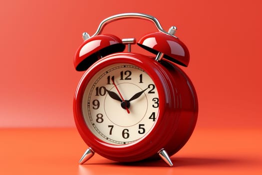 Loud Red alarm clock watch. Bell color dial. Generate Ai