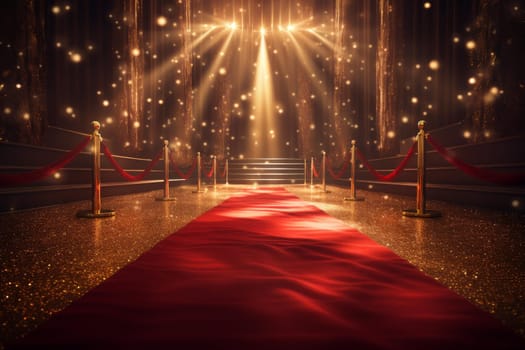 Red carpet blurred glowing. Lifestyle festival. Generate Ai