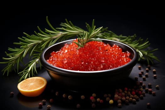 Delectable Red caviar. Orange food dish. Generate Ai