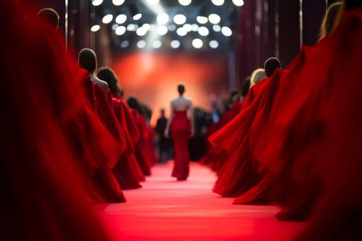 Red carpet blurred. Light winner celebrity. Generate Ai