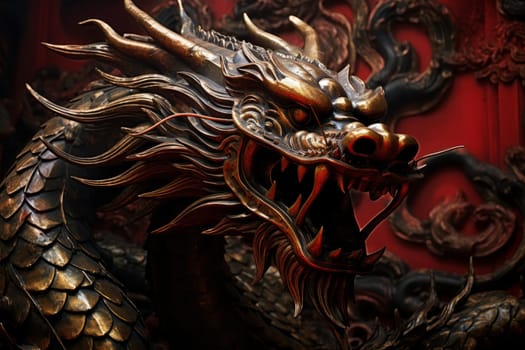 Fire chinese dragon. Decorative ancient. Generate Ai